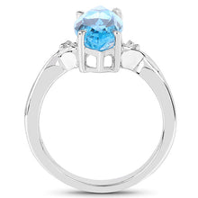 Load image into Gallery viewer, 3.67 Carat Genuine Swiss Blue Topaz and White Diamond .925 Sterling Silver Ring