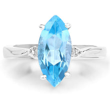 Load image into Gallery viewer, 3.67 Carat Genuine Swiss Blue Topaz and White Diamond .925 Sterling Silver Ring