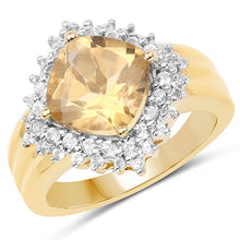Load image into Gallery viewer, 14K Yellow Gold Plated 3.58 Carat Genuine Citrine & White Topaz .925 Sterling Silver Ring