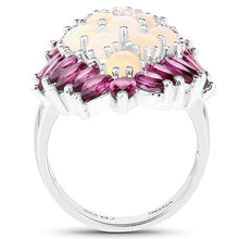 Load image into Gallery viewer, 8.37 Carat Genuine Opal & Rhodolite .925 Sterling Silver Ring