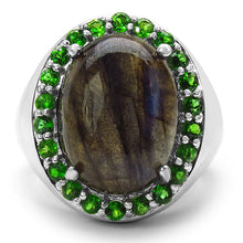 Load image into Gallery viewer, 11.90 Carat Genuine Labradorite & Chrome Diopside .925 Sterling Silver Ring
