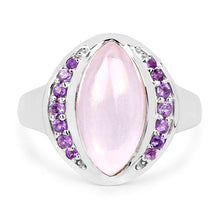 Load image into Gallery viewer, 3.57 Carat Genuine Rose Quartz And Amethyst .925 Sterling Silver Ring