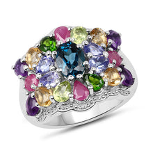 Load image into Gallery viewer, 4.02 Carat Genuine Multi Stone .925 Sterling Silver Ring