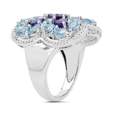 Load image into Gallery viewer, 5.53 Carat Genuine Amethyst & Blue Topaz .925 Sterling Silver Ring