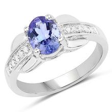 Load image into Gallery viewer, 1.27 Carat Genuine Tanzanite and White Diamond .925 Sterling Silver Ring