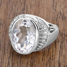 Load image into Gallery viewer, 5.38 Carat Genuine Crystal Quartz and White Diamond .925 Sterling Silver Ring