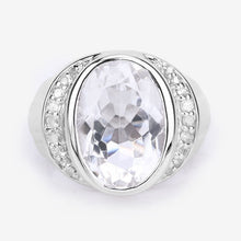 Load image into Gallery viewer, 5.38 Carat Genuine Crystal Quartz and White Diamond .925 Sterling Silver Ring