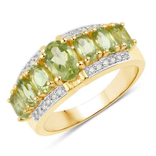 Load image into Gallery viewer, 2.34 Carat Genuine Peridot and White Diamond .925 Sterling Silver Ring