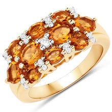Load image into Gallery viewer, 14K Yellow Gold Plated 2.48 Carat Genuine Citrine & White Topaz .925 Sterling Silver Ring