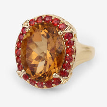 Load image into Gallery viewer, 9.38 Carat Genuine Citrine and Orange Sapphire .925 Sterling Silver Ring