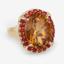 Load image into Gallery viewer, 9.38 Carat Genuine Citrine and Orange Sapphire .925 Sterling Silver Ring