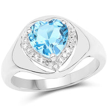 Load image into Gallery viewer, 2.23 Carat Genuine Swiss Blue Topaz and White Topaz .925 Sterling Silver Ring