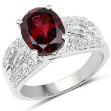 Load image into Gallery viewer, 3.23 Carat Genuine Rhodolite and White Topaz .925 Sterling Silver Ring