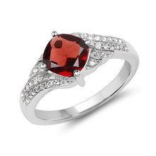 Load image into Gallery viewer, 1.67 Carat Genuine Garnet and White Topaz .925 Sterling Silver Ring