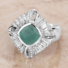 Load image into Gallery viewer, "2.57 Carat Genuine Emerald, White Topaz and White Diamond .925 Sterling Silver Ring