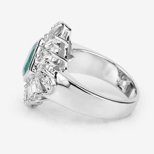 Load image into Gallery viewer, "2.57 Carat Genuine Emerald, White Topaz and White Diamond .925 Sterling Silver Ring