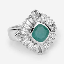 Load image into Gallery viewer, "2.57 Carat Genuine Emerald, White Topaz and White Diamond .925 Sterling Silver Ring