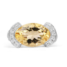 Load image into Gallery viewer, 4.55 Carat Genuine Citrine and White Diamond .925 Sterling Silver Ring