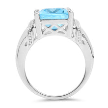 Load image into Gallery viewer, 8.89 Carat Genuine Swiss Blue Topaz .925 Sterling Silver Ring