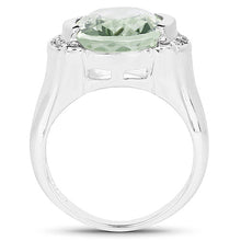 Load image into Gallery viewer, 8.12 Carat Genuine Green Amethyst, White Topaz & White Diamond .925 Sterling Silver Ring