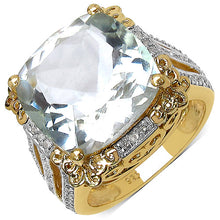 Load image into Gallery viewer, 14K Yellow Gold Plated 8.24 Carat Genuine Amethyst & White Topaz .925 Sterling Silver Ring