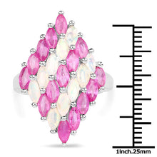 Load image into Gallery viewer, 2.95 Carat Genuine Ethiopian Opal and Ruby .925 Sterling Silver Ring