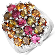 Load image into Gallery viewer, 5.89 Carat Genuine Multi Tourmaline .925 Sterling Silver Ring