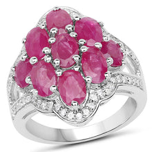 Load image into Gallery viewer, 4.72 Carat Genuine Ruby and White Zircon .925 Sterling Silver Ring