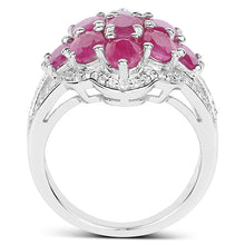 Load image into Gallery viewer, 4.72 Carat Genuine Ruby and White Zircon .925 Sterling Silver Ring