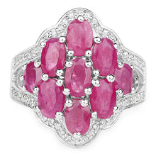 Load image into Gallery viewer, 4.72 Carat Genuine Ruby and White Zircon .925 Sterling Silver Ring