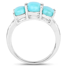 Load image into Gallery viewer, 2.97 Carat Genuine Turquoise and White Zircon .925 Sterling Silver Ring