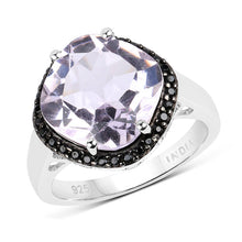 Load image into Gallery viewer, 5.50 Carat Genuine Pink Amethyst & Black Spinel .925 Sterling Silver Ring