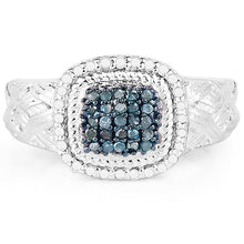 Load image into Gallery viewer, 0.28 Carat Genuine Blue Diamond and White Diamond .925 Sterling Silver Ring