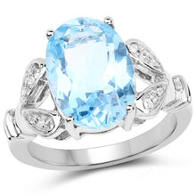 Load image into Gallery viewer, 7.29 Carat Genuine Swiss Blue Topaz & White Topaz .925 Sterling Silver Ring