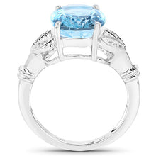 Load image into Gallery viewer, 7.29 Carat Genuine Swiss Blue Topaz & White Topaz .925 Sterling Silver Ring