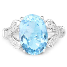 Load image into Gallery viewer, 7.29 Carat Genuine Swiss Blue Topaz & White Topaz .925 Sterling Silver Ring
