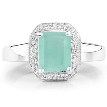 Load image into Gallery viewer, 1.73 Carat Genuine Emerald & White Topaz .925 Sterling Silver Ring