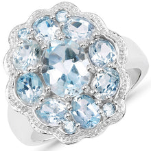 Load image into Gallery viewer, 6.64 Carat Genuine Blue Topaz .925 Sterling Silver Ring