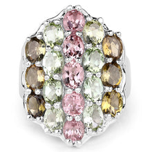 Load image into Gallery viewer, 6.74 Carat Genuine Brown Tourmaline, Pink Tourmaline & Green Tourmaline .925 Sterling Silver Ring