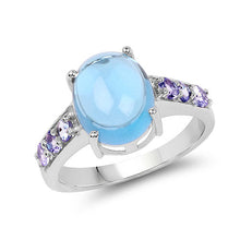 Load image into Gallery viewer, 4.77 Carat Genuine Swiss Blue Topaz and Tanzanite .925 Sterling Silver Ring