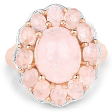 Load image into Gallery viewer, 14K Rose Gold Plated 6.76 Carat Genuine Morganite .925 Sterling Silver Ring