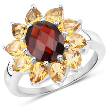 Load image into Gallery viewer, 5.50 Carat Genuine Garnet and Citrine .925 Sterling Silver Ring