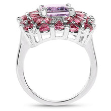 Load image into Gallery viewer, 7.59 Carat Genuine Pink Amethyst, Rhodolite and White Topaz .925 Sterling Silver Ring