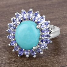 Load image into Gallery viewer, 6.10 Carat Genuine Larimar and Tanzanite .925 Sterling Silver Ring