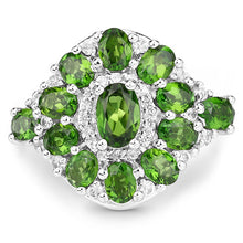 Load image into Gallery viewer, 2.77 Carat Genuine Chrome Diopside and White Zircon .925 Sterling Silver Ring