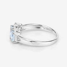 Load image into Gallery viewer, 0.95 Carat Genuine Aquamarine and White Diamond .925 Sterling Silver Ring