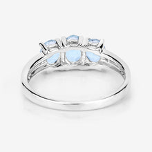 Load image into Gallery viewer, 0.95 Carat Genuine Aquamarine and White Diamond .925 Sterling Silver Ring