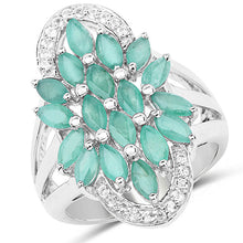 Load image into Gallery viewer, 2.74 Carat Genuine Emerald and White Topaz .925 Sterling Silver Ring