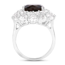 Load image into Gallery viewer, 9.29 Carat Genuine Smoky Quartz and White Topaz .925 Sterling Silver Ring