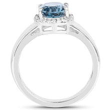 Load image into Gallery viewer, 2.13 Carat Genuine London Blue Topaz and White Topaz .925 Sterling Silver Ring